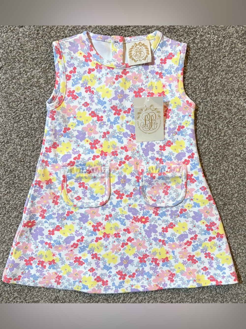 The Beaufort Bonnet Company Floral Shift Dress in White, Yellow, Pink, Purple